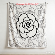 Chanel Camellia Flower Flannel Throw Blanket - Luxury Monochrome Wall Hanging for Home Decor IMG_7269